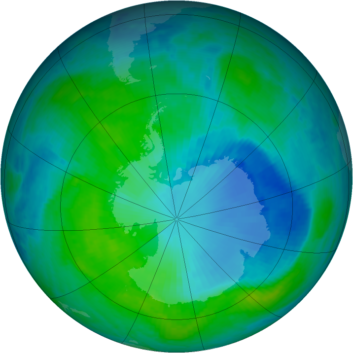 Antarctic ozone map for 27 December 1999